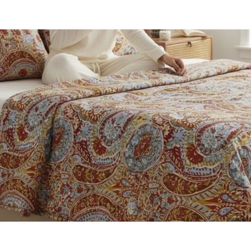 EUC Pottery Barn Bella Paisley Cotton Full Queen Cotton Duvet Cover F/Q